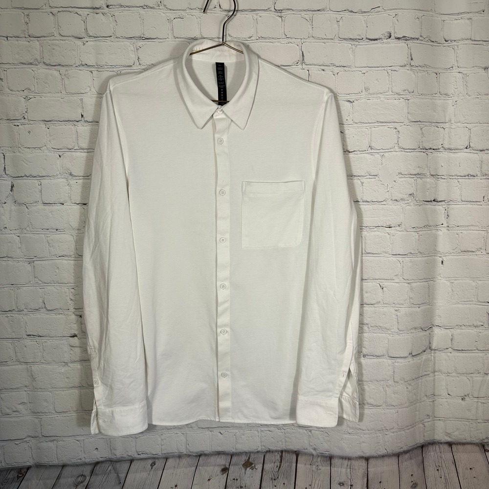 Lululemon Commission Long‎ Sleeve Shirt White Mens Medium LM3DJPS Button Down